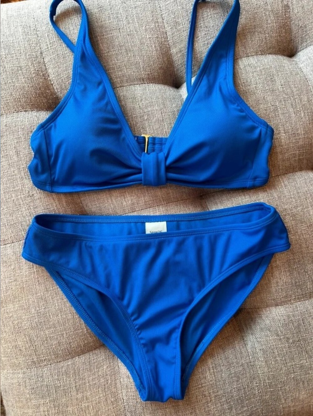 Shade & Shore Royal Blue Ribbed Bikini Set